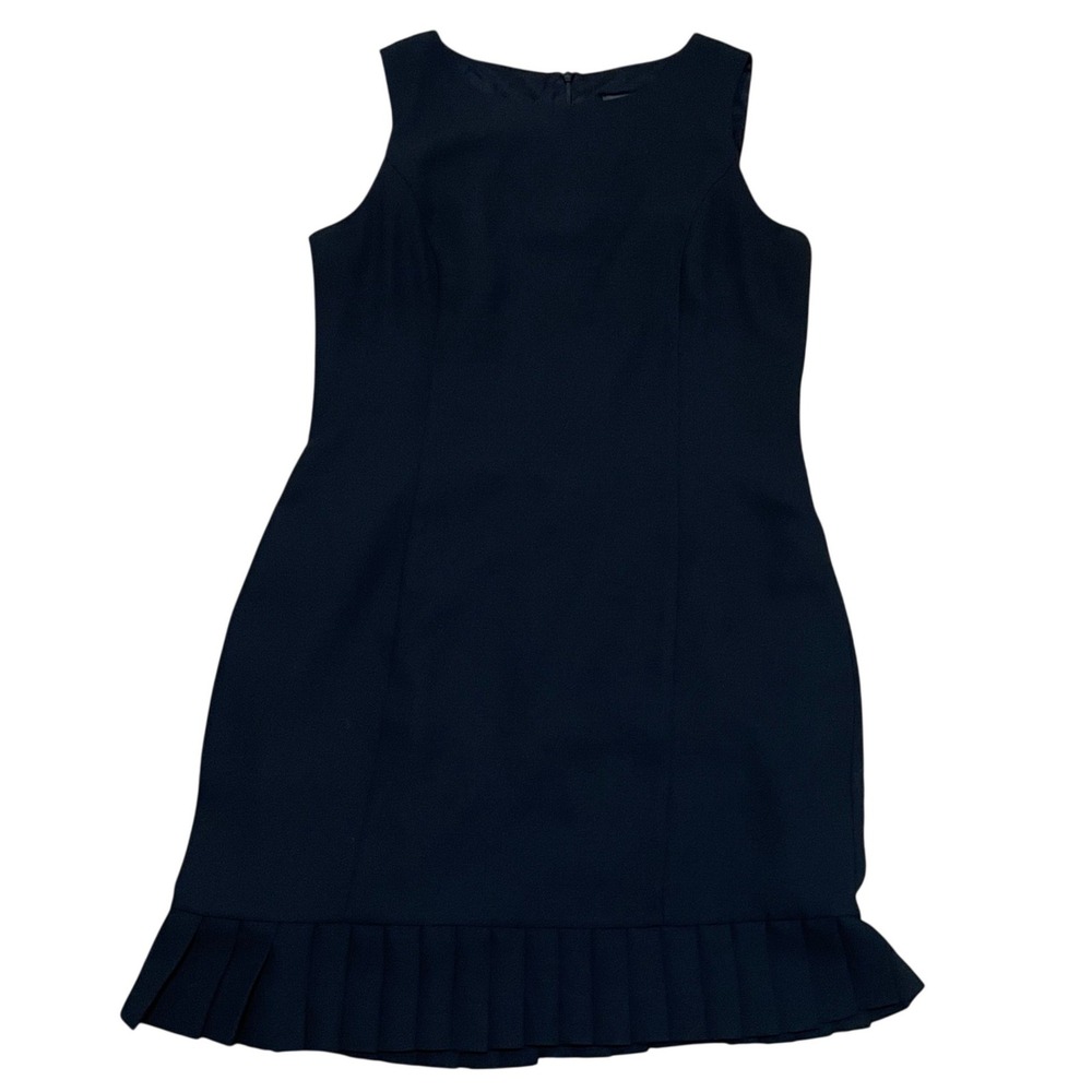 Vintage Randi May Collection Black Sleeveless Pleated Hem Sheath Dress‎ Size 12